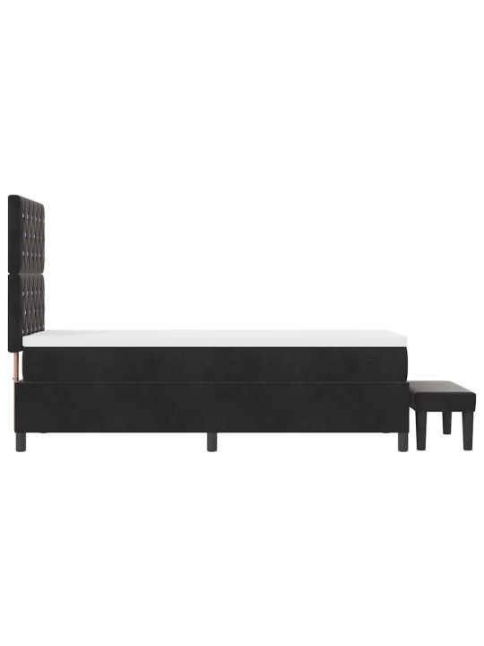 Kontinentālā gulta ar matraci melna 80 x 200 cm samts