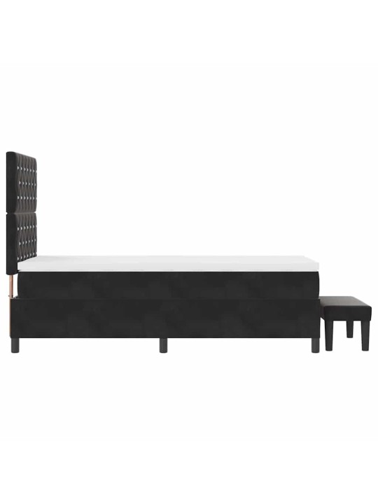 Kastītes atsperu gulta ar matraci melna 90 x 200 cm samts