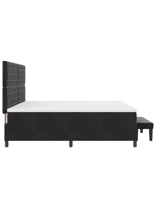 Kastītes atsperu gulta ar matraci melna 200 x 200 cm samts