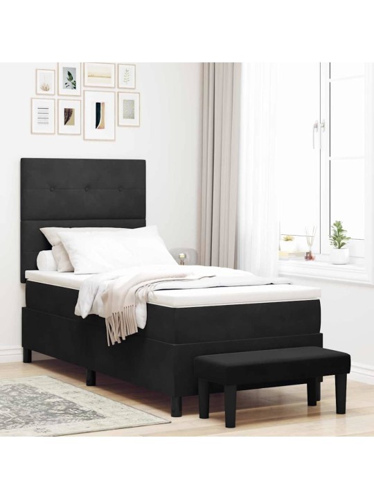 Kontinentālā gulta ar matraci melna 80 x 200 cm samts