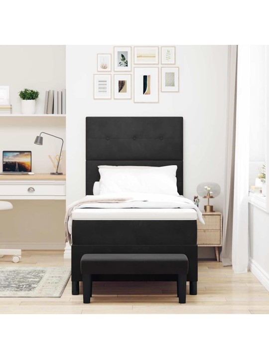 Kontinentālā gulta ar matraci melna 80 x 200 cm samts