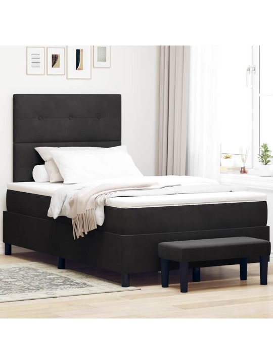 Kontinentālā gulta ar matraci melna 120 x 200 cm samts