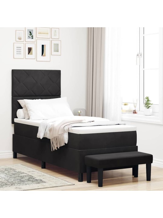 Kontinentālā gulta ar matraci melna 80 x 200 cm samts