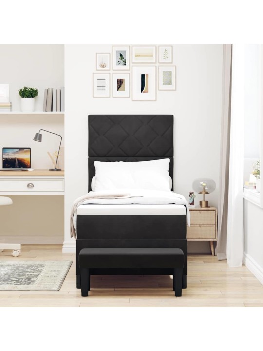 Kontinentālā gulta ar matraci melna 80 x 200 cm samts