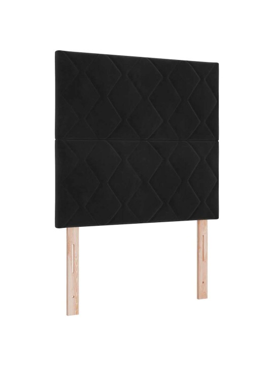 Kastītes atsperu gulta ar matraci melna 100 x 200 cm samts