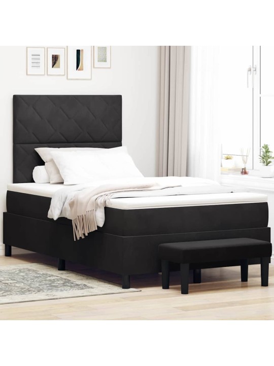 Kontinentālā gulta ar matraci melna 120 x 200 cm samts