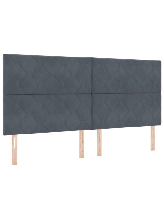 Kastītes atsperu gulta tumši pelēks 200 x 200 cm samts