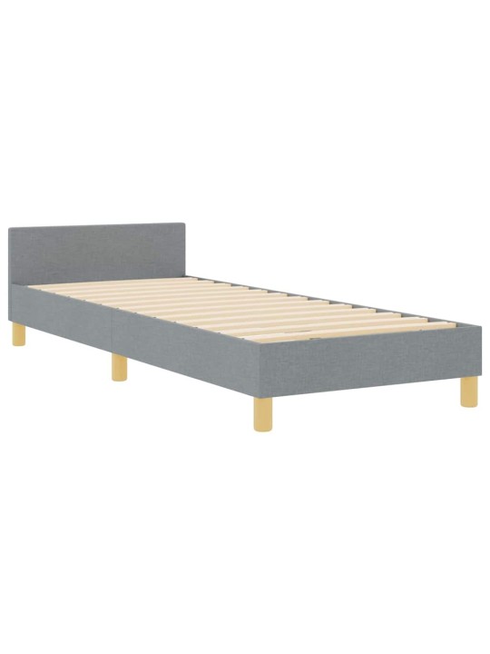 Gultas rāmis ar galvas klāju gaiši pelēka 80 x 200 cm audums