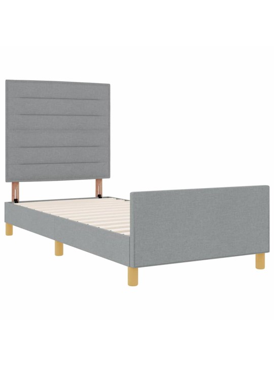 Gultas rāmis ar galvas klāju gaiši pelēka 80 x 200 cm audums