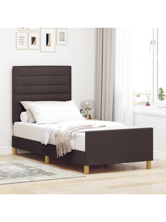 Gultas rāmis ar galvas klāju tumši brūna 80 x 200 cm audums
