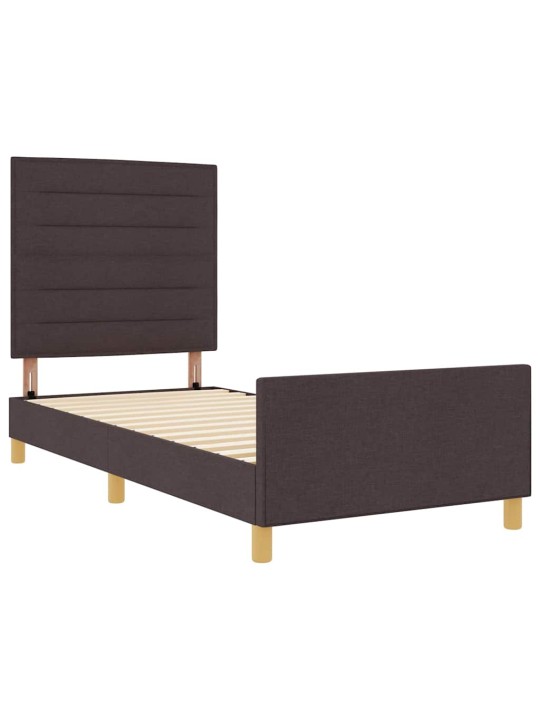 Gultas rāmis ar galvas klāju tumši brūna 80 x 200 cm audums