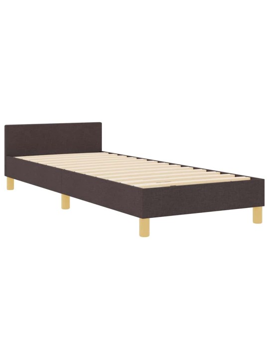 Gultas rāmis ar galvas klāju tumši brūna 90 x 190 cm audums