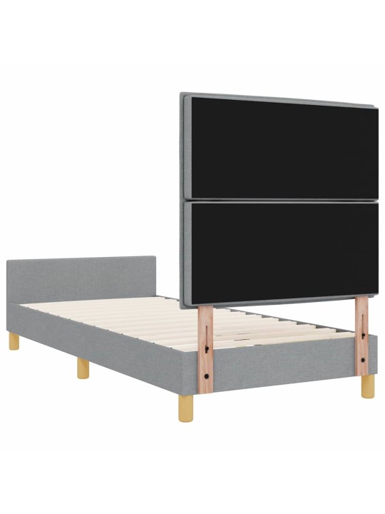 Gultas rāmis ar galvas klāju gaiši pelēka 100 x 200 cm audums