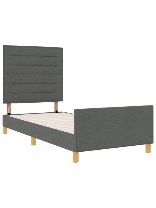 Gultas rāmis ar galvas klāju tumši pelēka 100 x 200 cm audums