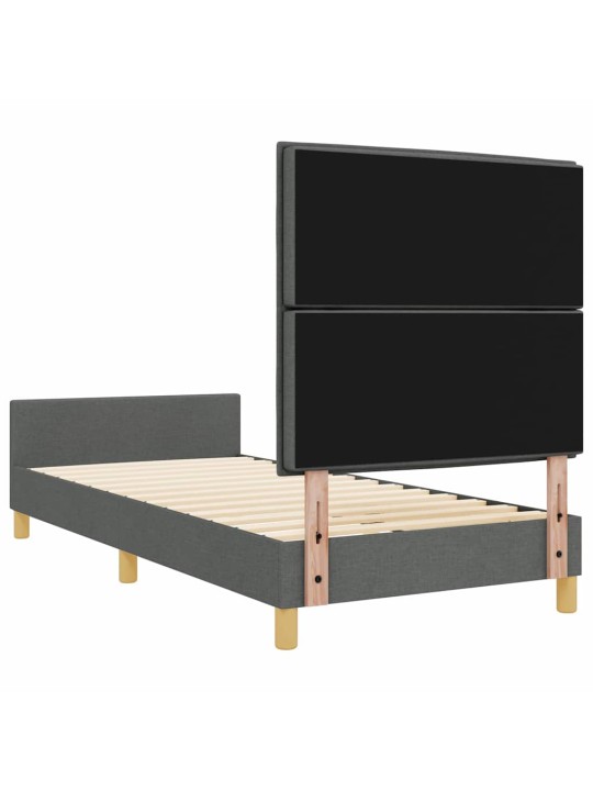 Gultas rāmis ar galvas klāju tumši pelēka 100 x 200 cm audums