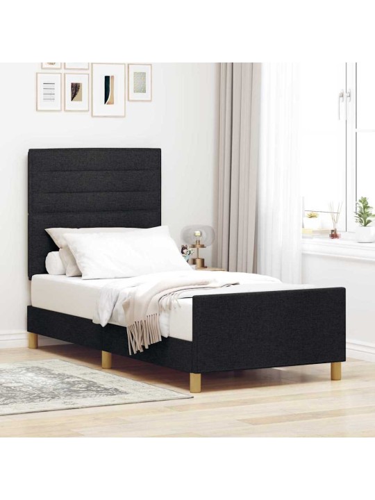 Gultas rāmis ar galvas klāju melna 100 x 200 cm audums