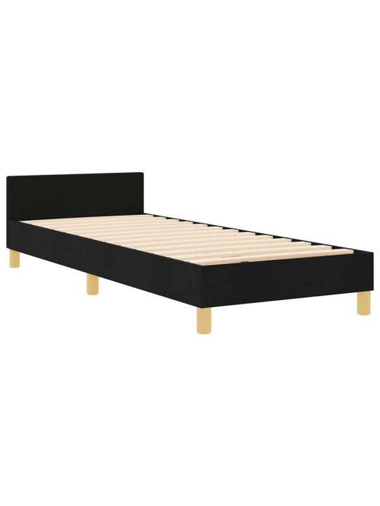 Gultas rāmis ar galvas klāju melna 100 x 200 cm audums