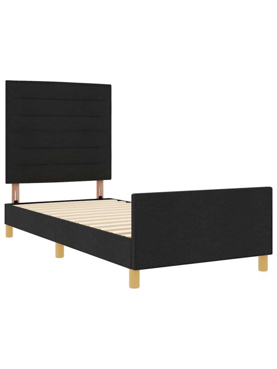 Gultas rāmis ar galvas klāju melna 100 x 200 cm audums