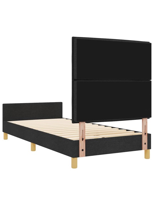 Gultas rāmis ar galvas klāju melna 100 x 200 cm audums