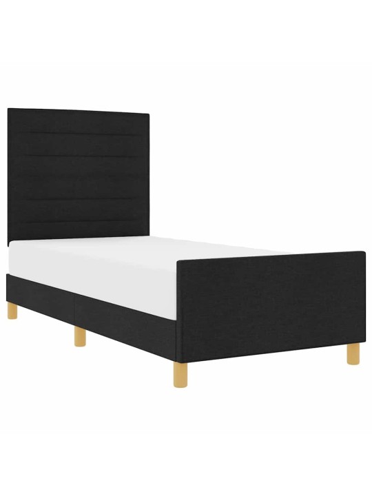 Gultas rāmis ar galvas klāju melna 100 x 200 cm audums