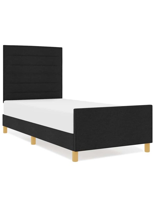 Gultas rāmis ar galvas klāju melna 100 x 200 cm audums