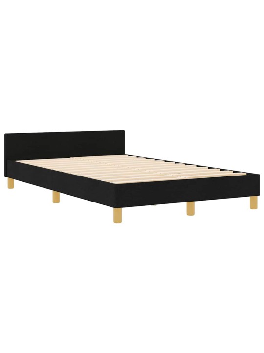 Gultas rāmis ar galvas klāju melna 120 x 200 cm audums
