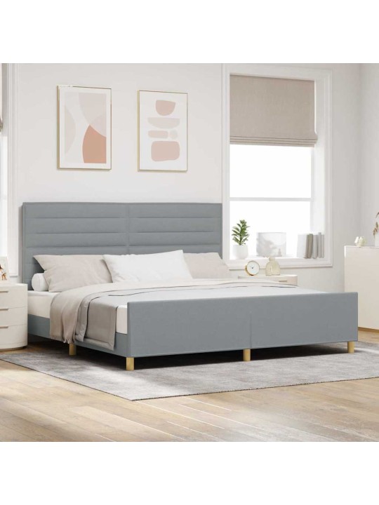 Gultas rāmis ar galvas klāju gaiši pelēka 200 x 200 cm audums