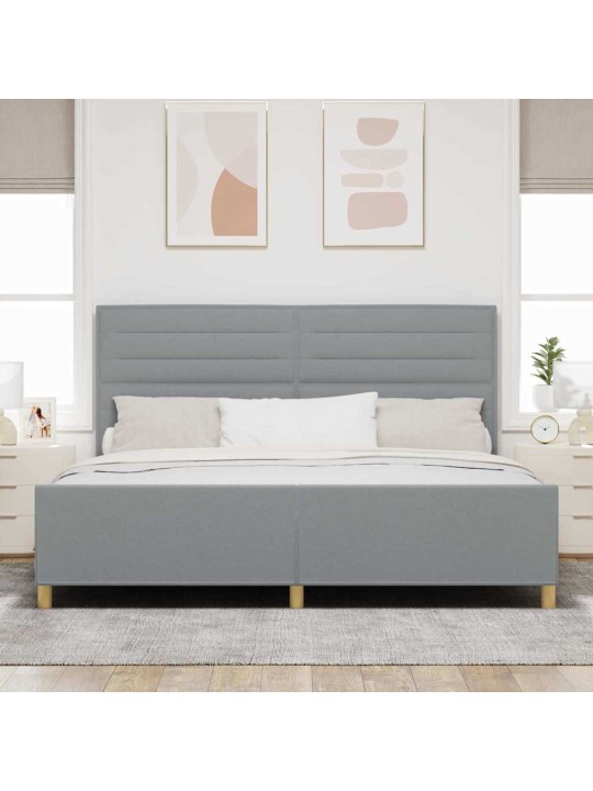 Gultas rāmis ar galvas klāju gaiši pelēka 200 x 200 cm audums