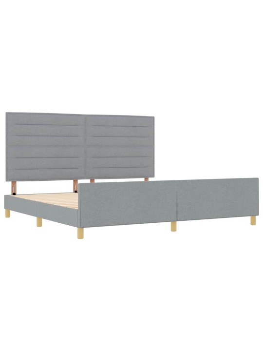 Gultas rāmis ar galvas klāju gaiši pelēka 200 x 200 cm audums