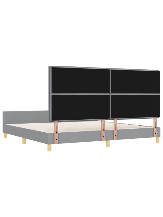 Gultas rāmis ar galvas klāju gaiši pelēka 200 x 200 cm audums