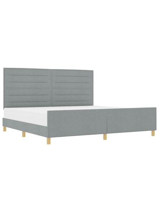 Gultas rāmis ar galvas klāju gaiši pelēka 200 x 200 cm audums