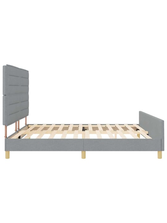Gultas rāmis ar galvas klāju gaiši pelēka 200 x 200 cm audums