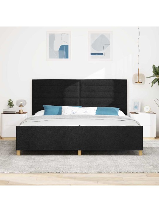 Gultas rāmis ar galvas klāju melna 200 x 200 cm audums