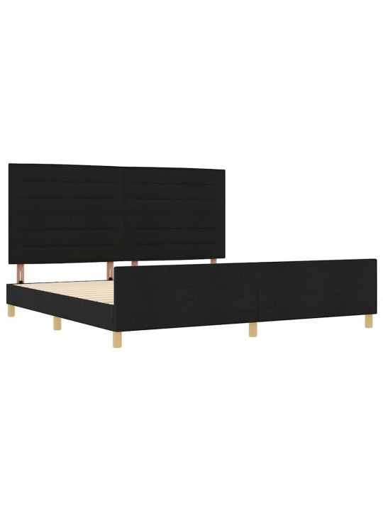 Gultas rāmis ar galvas klāju melna 200 x 200 cm audums