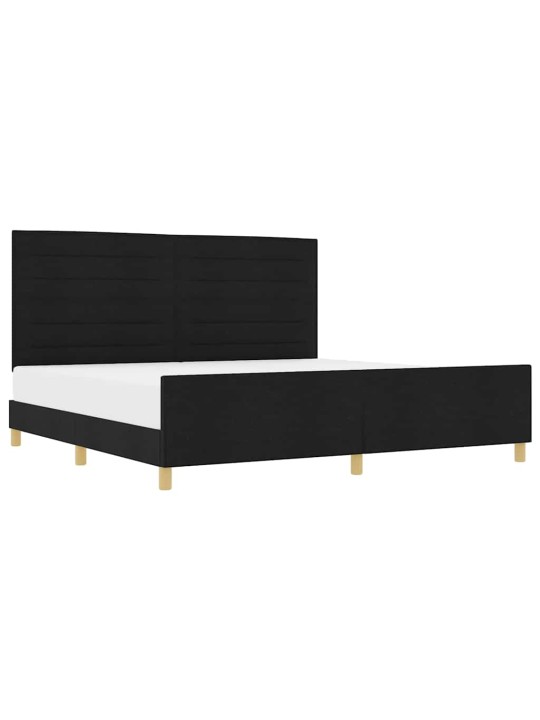 Gultas rāmis ar galvas klāju melna 200 x 200 cm audums