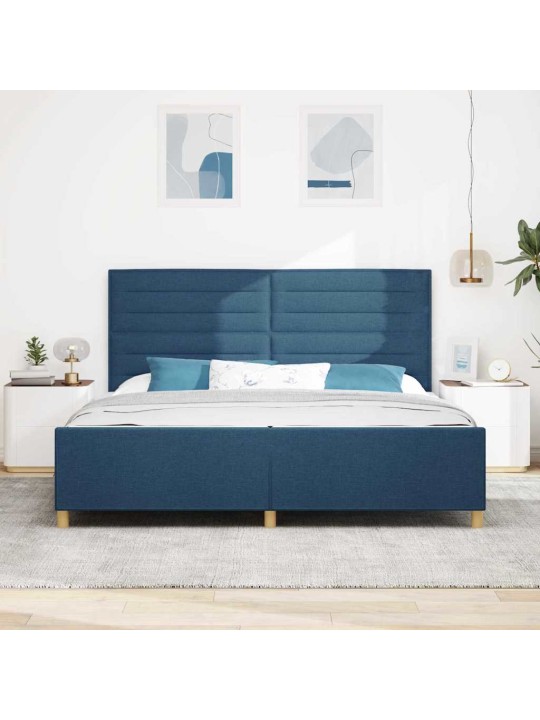 Gultas rāmis ar galvas klāju zila 200 x 200 cm audums