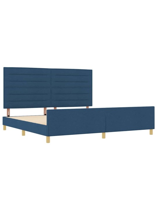 Gultas rāmis ar galvas klāju zila 200 x 200 cm audums