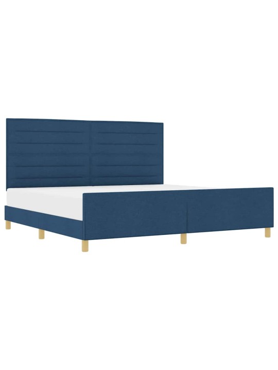 Gultas rāmis ar galvas klāju zila 200 x 200 cm audums
