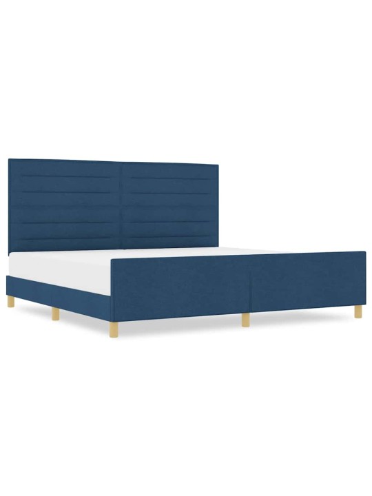Gultas rāmis ar galvas klāju zila 200 x 200 cm audums