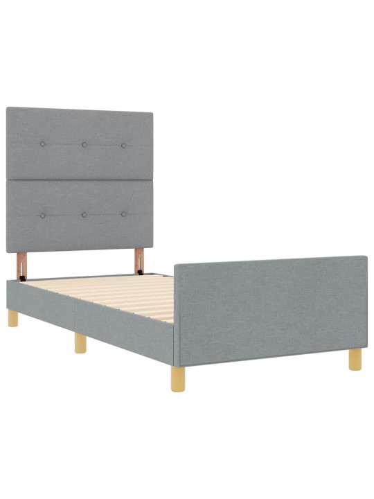 Gultas rāmis ar galvas klāju gaiši pelēka 80 x 200 cm audums