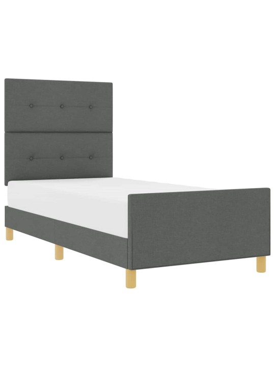 Gultas rāmis ar galvas klāju tumši pelēka 80 x 200 cm audums