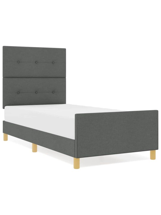 Gultas rāmis ar galvas klāju tumši pelēka 80 x 200 cm audums