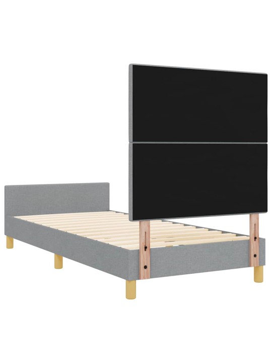 Gultas rāmis ar galvas klāju gaiši pelēka 100 x 200 cm audums