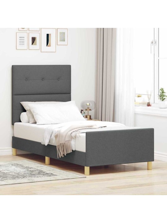 Gultas rāmis ar galvas klāju tumši pelēka 100 x 200 cm audums