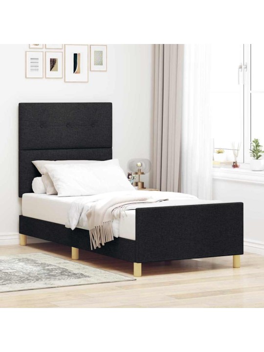 Gultas rāmis ar galvas klāju melna 100 x 200 cm audums