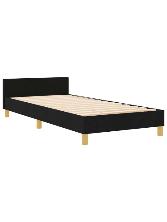 Gultas rāmis ar galvas klāju melna 100 x 200 cm audums