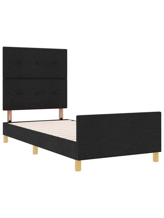 Gultas rāmis ar galvas klāju melna 100 x 200 cm audums
