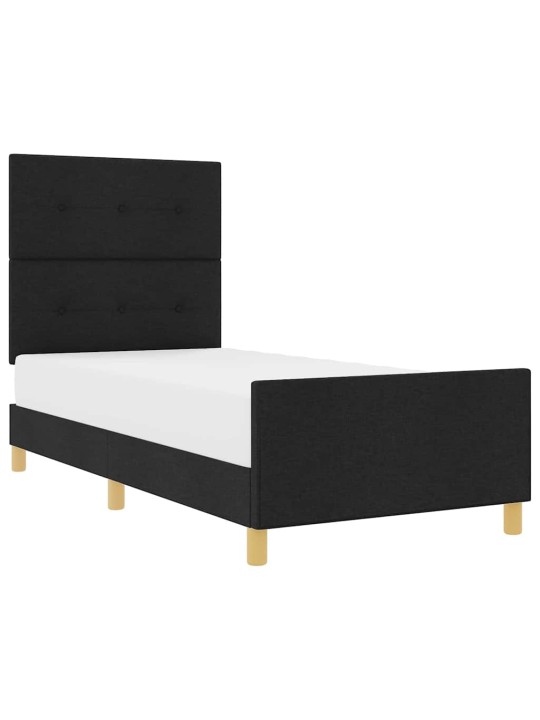 Gultas rāmis ar galvas klāju melna 100 x 200 cm audums