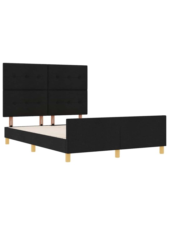 Gultas rāmis ar galvas klāju melna 140 x 190 cm audums
