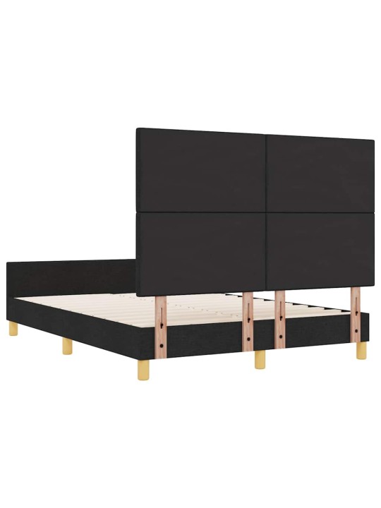 Gultas rāmis ar galvas klāju melna 140 x 190 cm audums